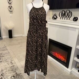 3 x 20$ Liz Lange for Target Brown & Tan Geometric Halter Maxi Dress Size S